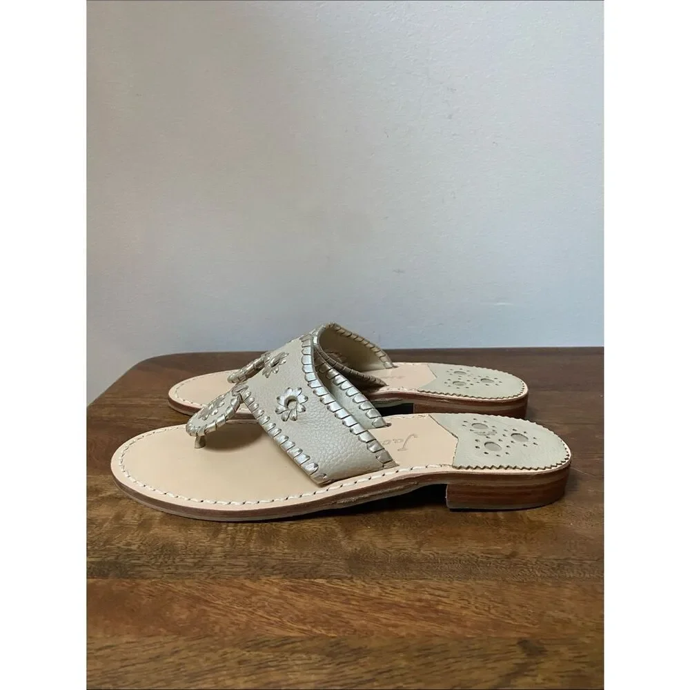 Jack Rogers Women's Hamptons Sandal Beige and Gold
